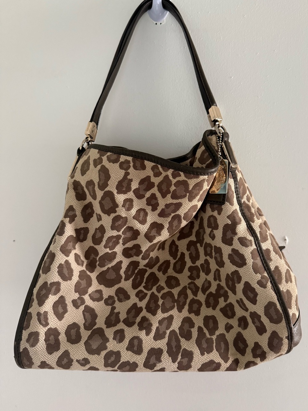 Coach Park Ocelot Leopard Jacquard Leather Hobo Bag F24896